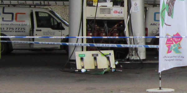 Romiley's BP petrol station crashed into