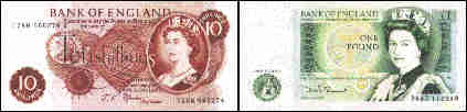 ten bob note and pound note