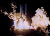 Space shuttle night launch