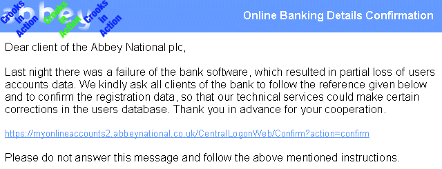 Abbey banking confirmation