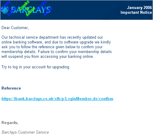 Barclays message