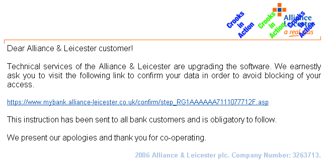 Alliance & Leicester message