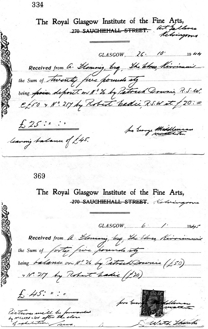 Receipts from RGIFA sale in 1944