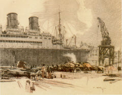 Anchor Line ship Transylvania in Govan Dry Dock by Robert Eadie