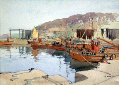 East Coast Fishing Harbour by Robert Eadie