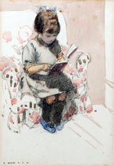 Small Girl Reading by Robert Eadie