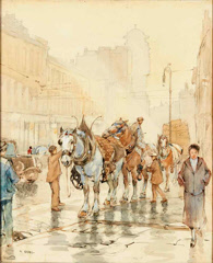 Trace Horses, watercolour by Robert Eadie