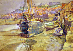 Boats At Whitby, Low Tide, by Robert Eadie