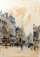 Glasgow street scene etching 1 by Robert Eadie
