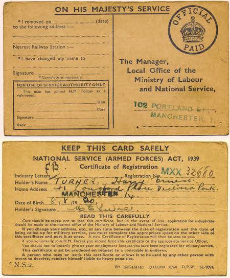 Armed Forces Certificate of Registration for Harry Turner