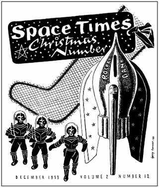 Space Times, Xmas 1953, front cover by Harry Turner