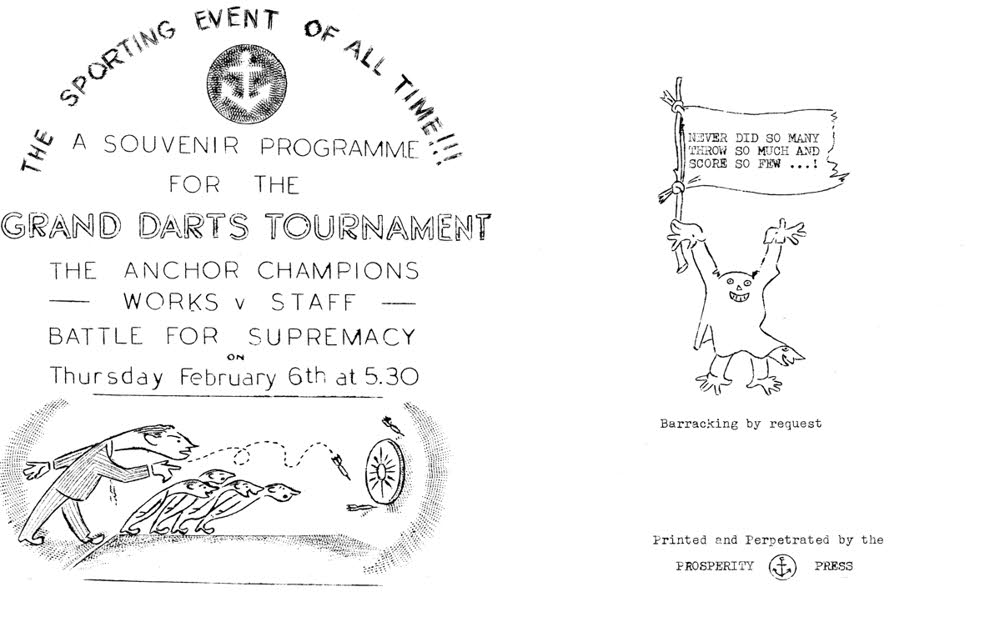 Anchor Darts Tournament programme by Harry Turner