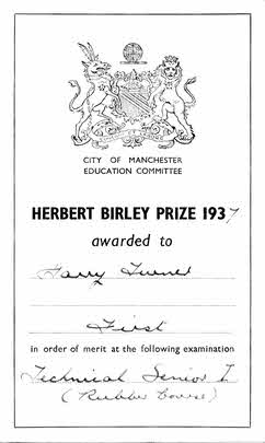 Herbert Birley Prize 1937 awarded to Harry Turner