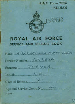 Harry Turner's RAF Service & Release book