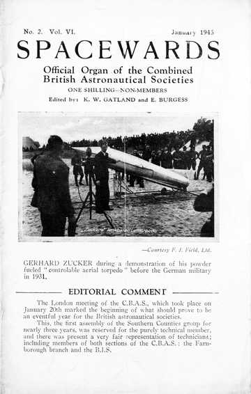 Spacewards Vol. VI No. 2, 1945, front cover