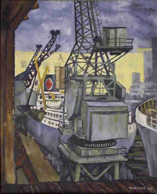 Dockyard scene by Harry Turner, 1958