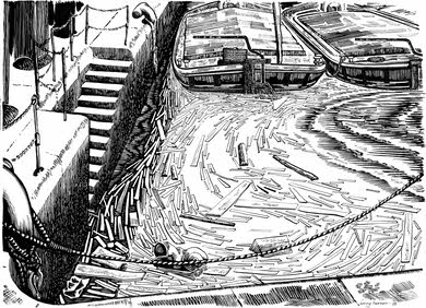 Canal flotsam, 1958, by Harry Turner