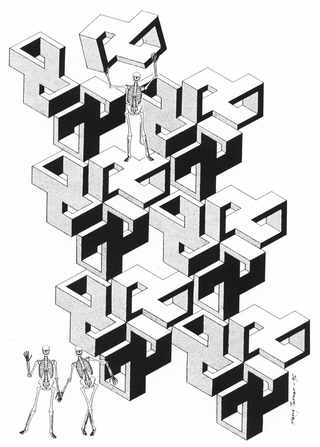 1995 Impossible object design featuring Skel, Eton and a friend by Harry Turner