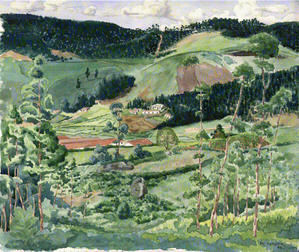 Indian countryside, watercolour by Harry Turner (1948)