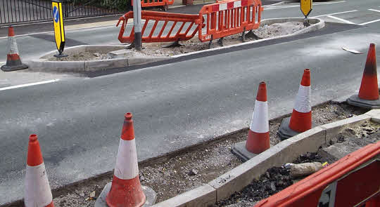 The rebuilt and redemolished and rebuilt traffic island, 2010/09/05